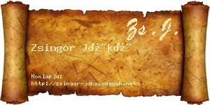 Zsingor Jákó névjegykártya